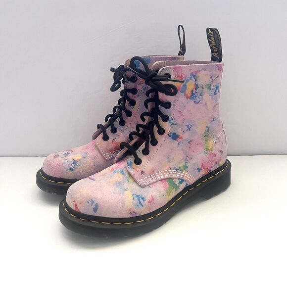 Dr Doc Martens 1460 Pascal Boots Pink Tutti Frutti Sheridan Confetti Suede US 6